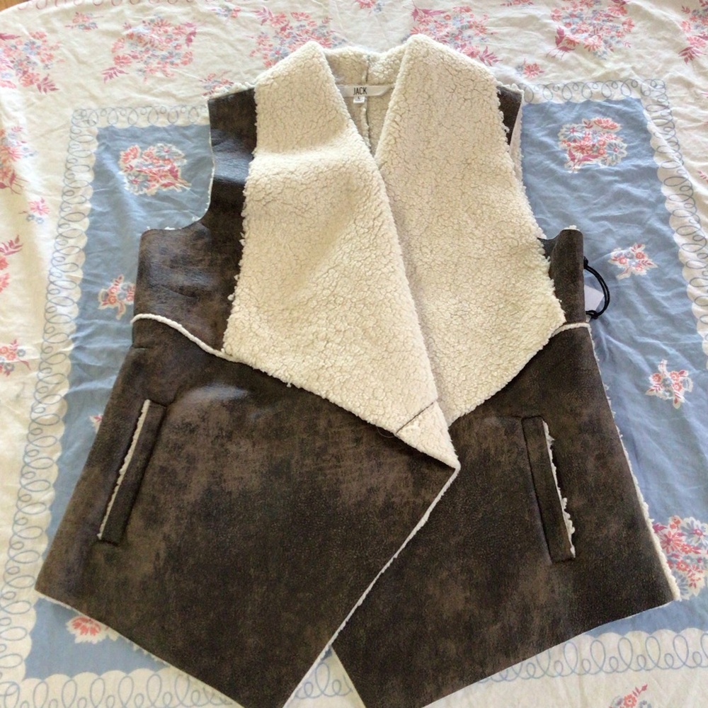 “Jake” BBDakota distressed faux shearling  lined vest